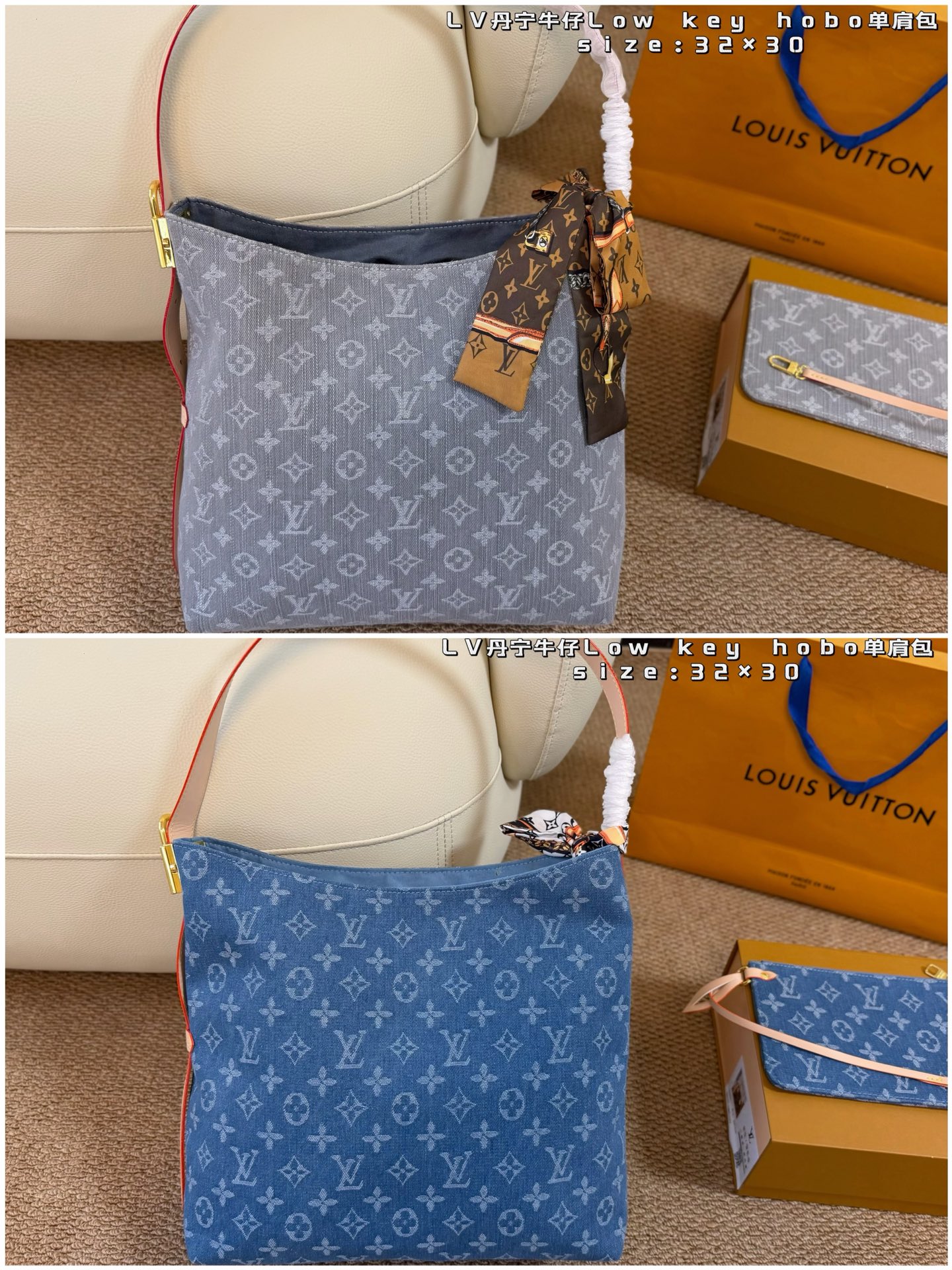 Louis Vuitton LV Shoulder Bag Denim Canvas Shoulder Carry Shipping Box Included